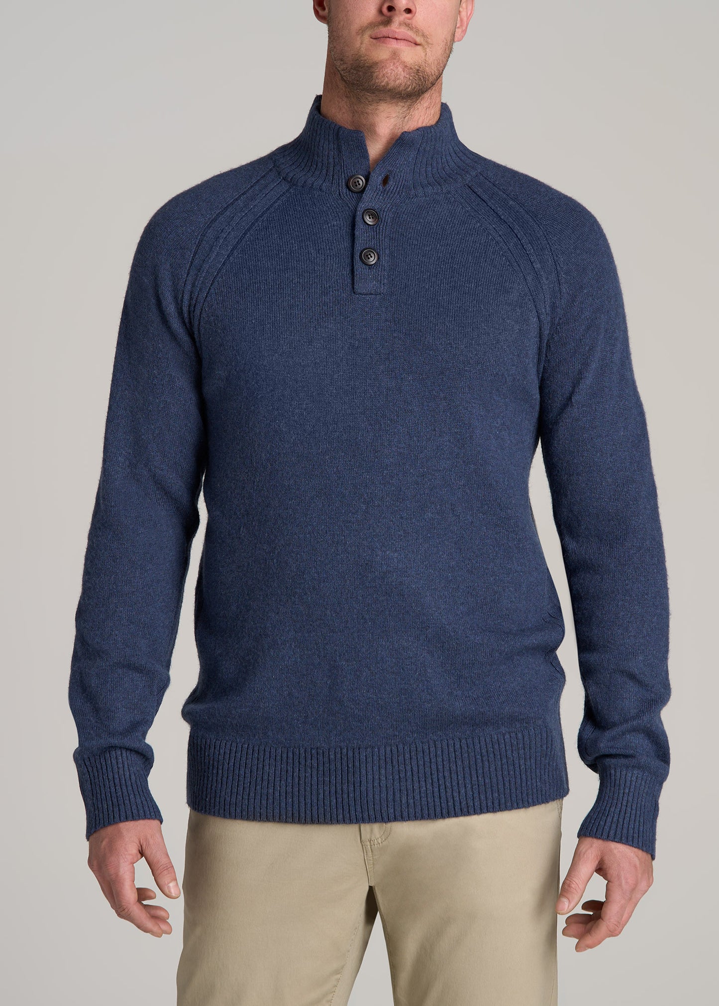 Three Button Mock Neck Tall Men's Sweater | American Tall