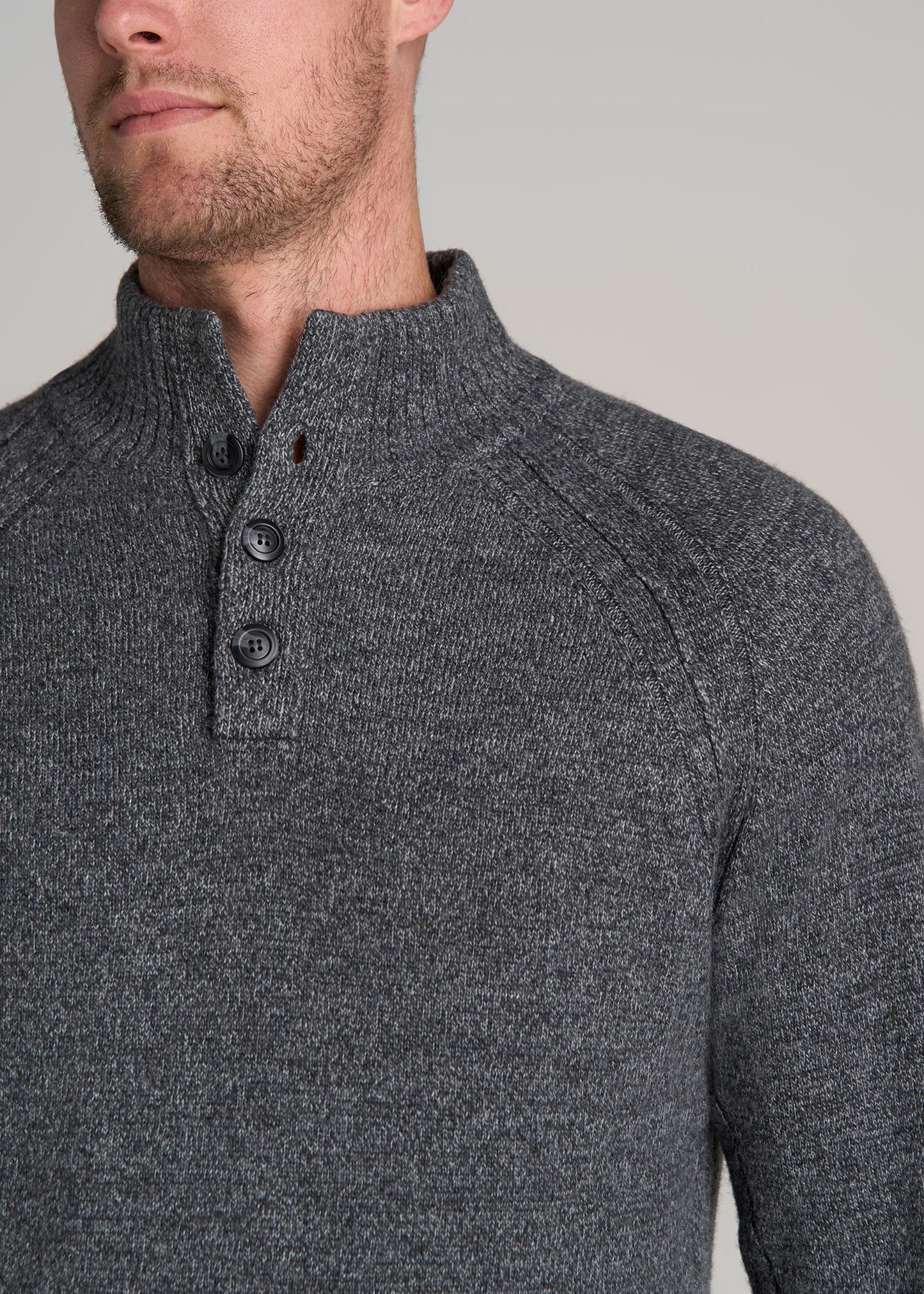 American-Tall-Men-Three-Button-Mock-Neck-Sweater-Grey-Marl-detail