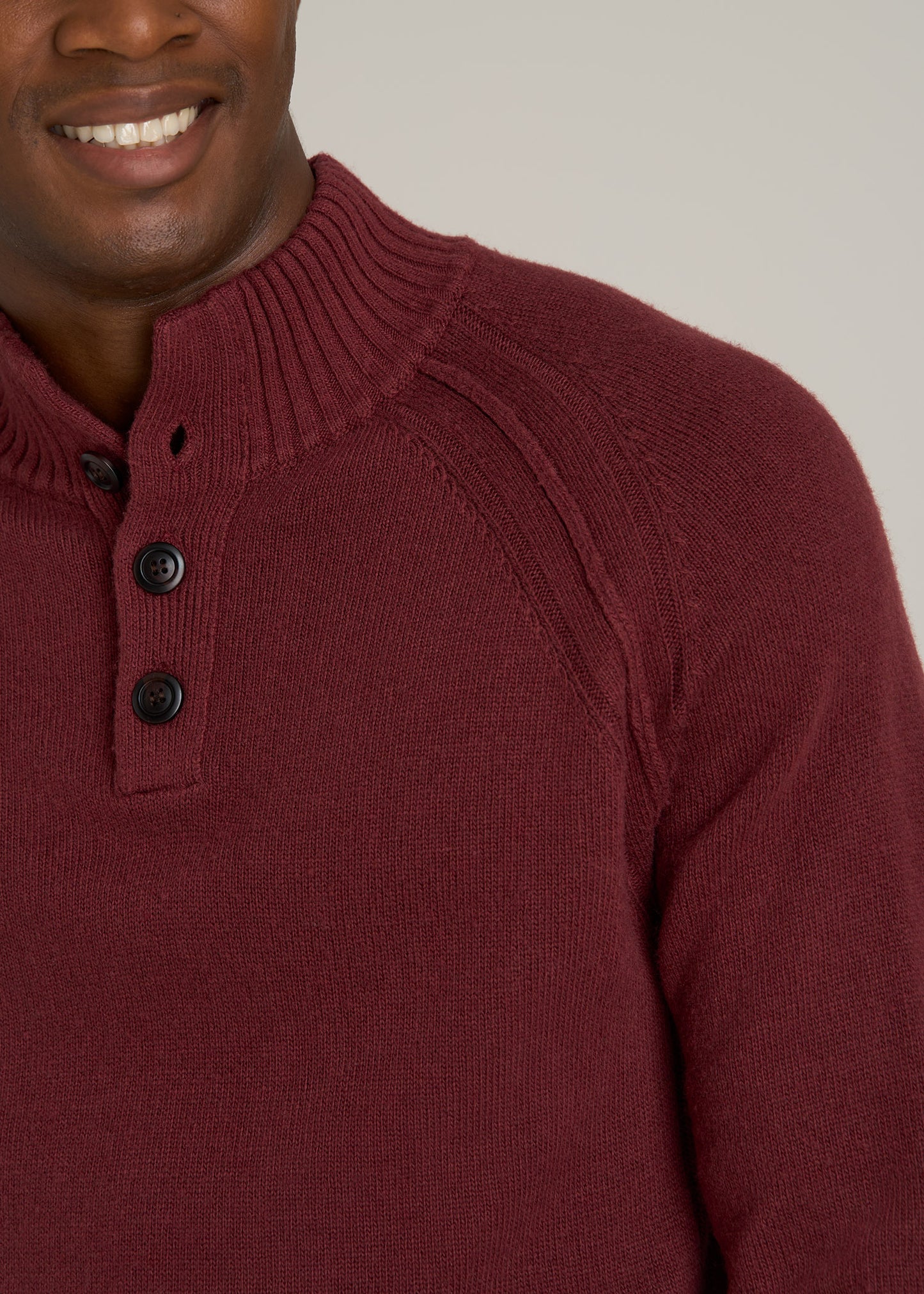 Three Button Mock Neck Tall Men s Sweater American Tall