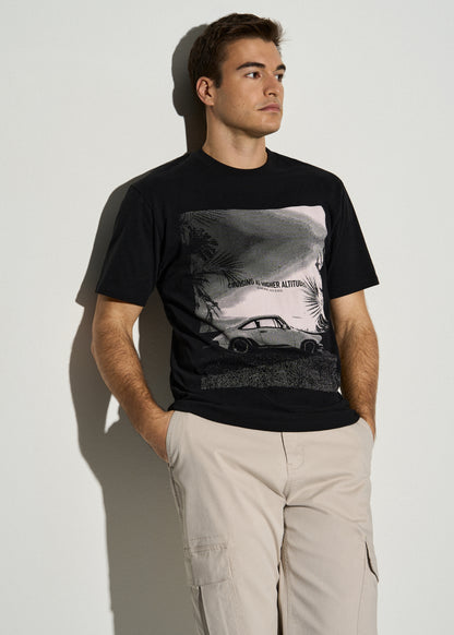 Auto Graphic Tee for Tall Men in Black