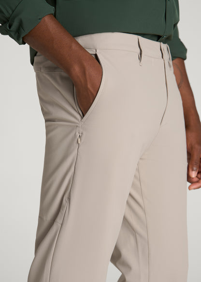 Stretch Commuter Pleated Chino for Tall Men in Simply Taupe