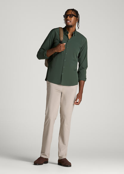Stretch Commuter Pleated Chino for Tall Men in Simply Taupe