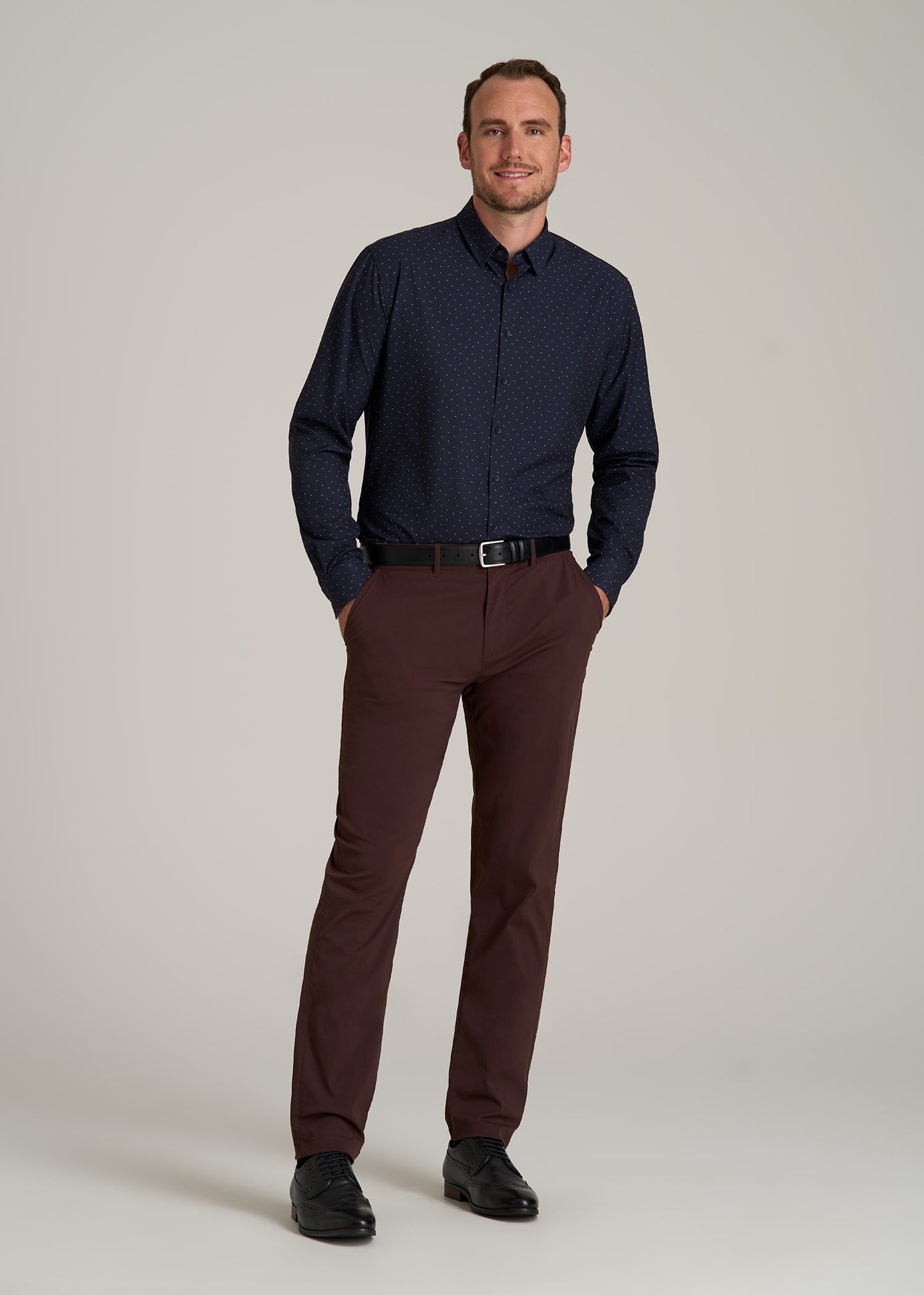 TAPERED FIT Traveler Chino Pants for Tall Men in Oxblood