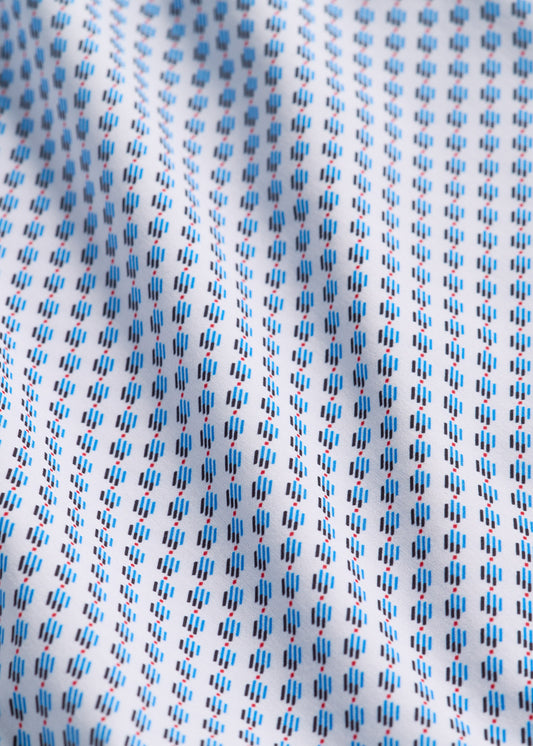 Traveler Stretch Dress Shirt for Tall Men in Light Blue Geometric