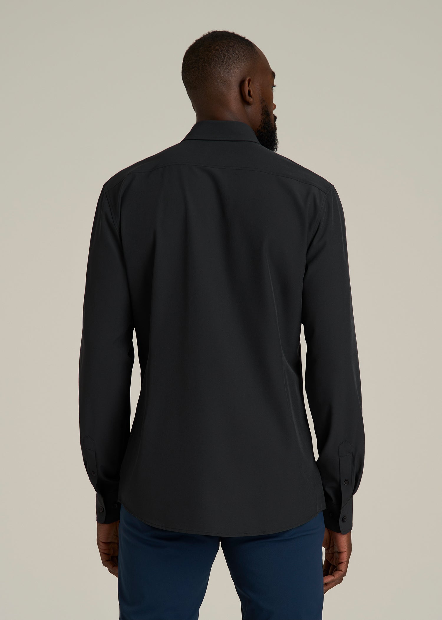 Traveler Stretch Dress Shirt for Tall Men in Black