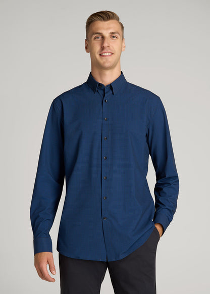 Traveler Stretch Dress Shirt in Black and Blue Micro Check Traveler Stretch Dress Shirt in Black and Blue Micro Check