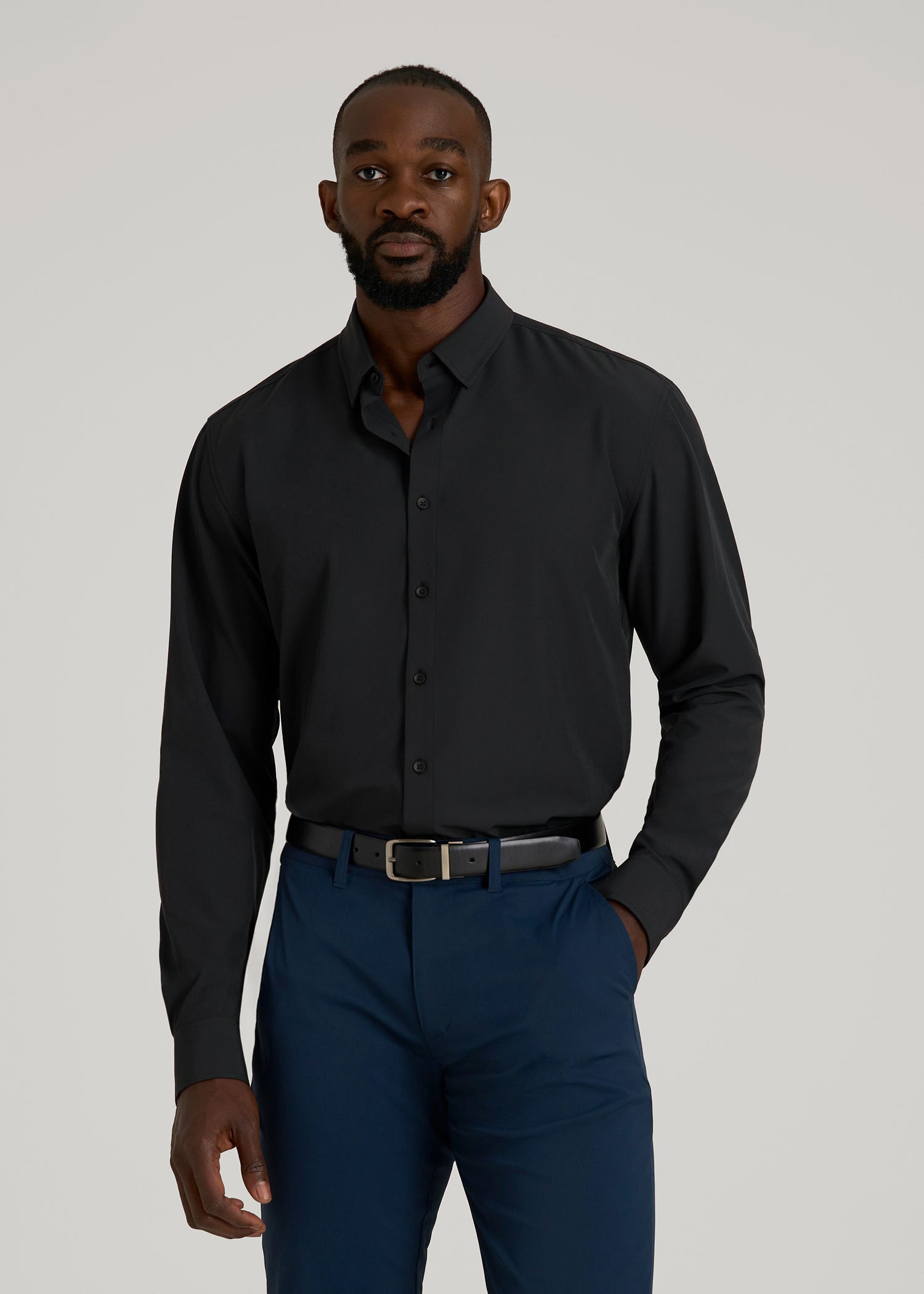 Traveler Stretch Dress Shirt in Black 2XL / Semi Tall / Black