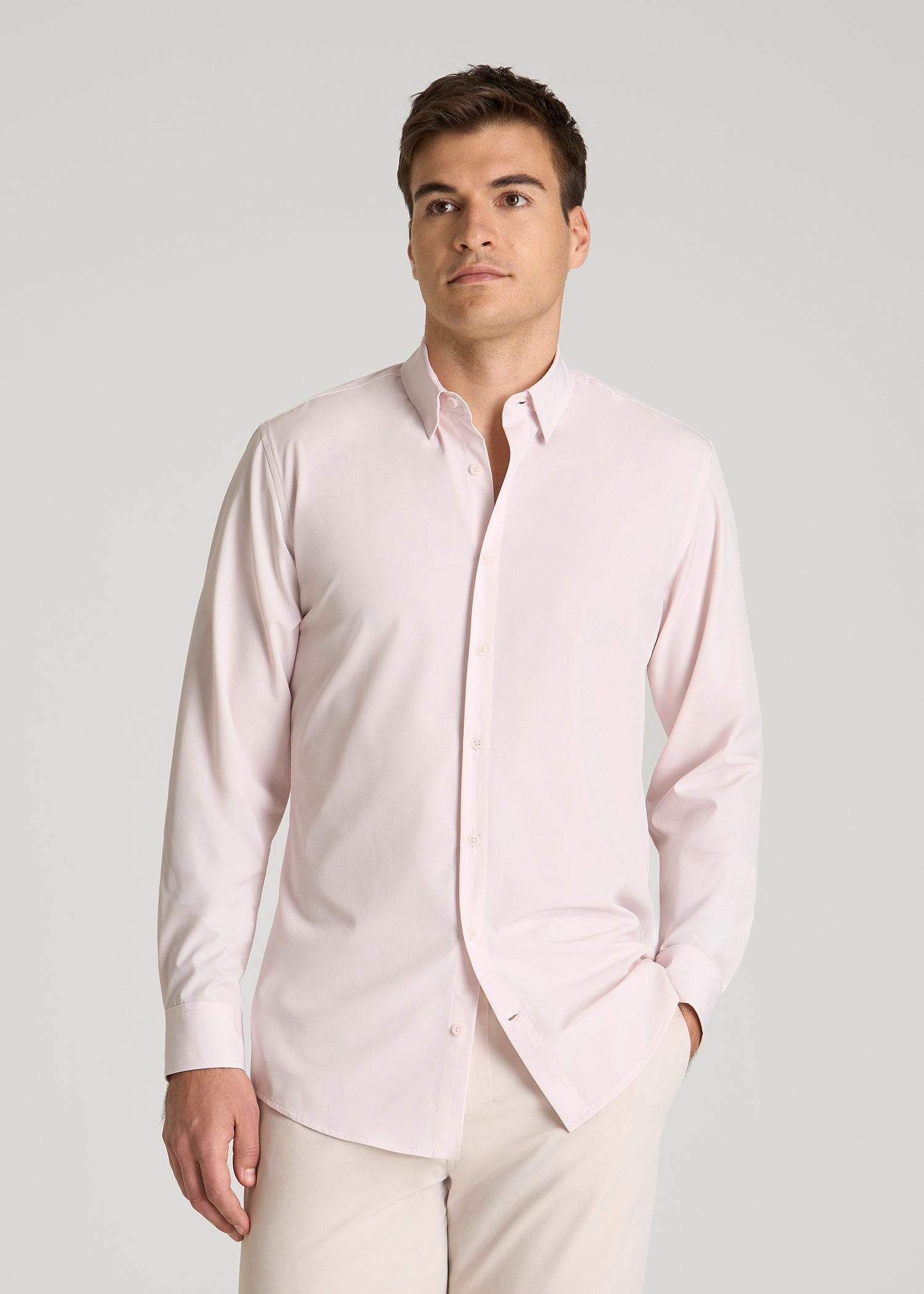 Traveler Stretch Dress Shirt for Tall Men in Grey Lilac XL / Tall / Grey Lilac