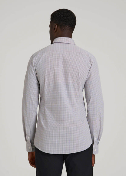 light gray dress shirt Traveler Stretch Dress Shirt in Grey Mini Plaid L / Extra Tall / Grey Mini Plaid