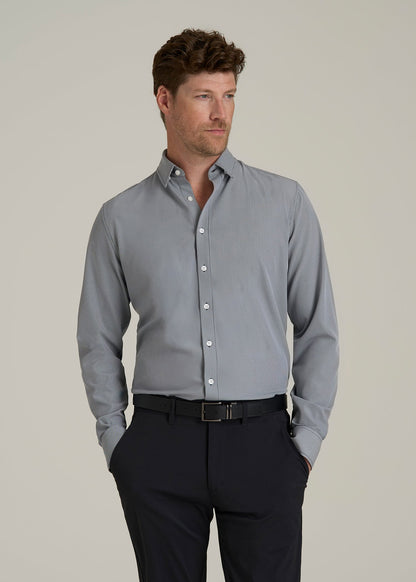 Traveler Stretch Dress Shirt for Tall Men in Navy and White Houndstooth