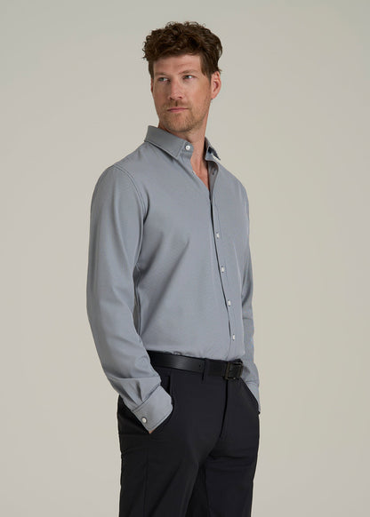 Traveler Stretch Dress Shirt for Tall Men in Navy and White Houndstooth