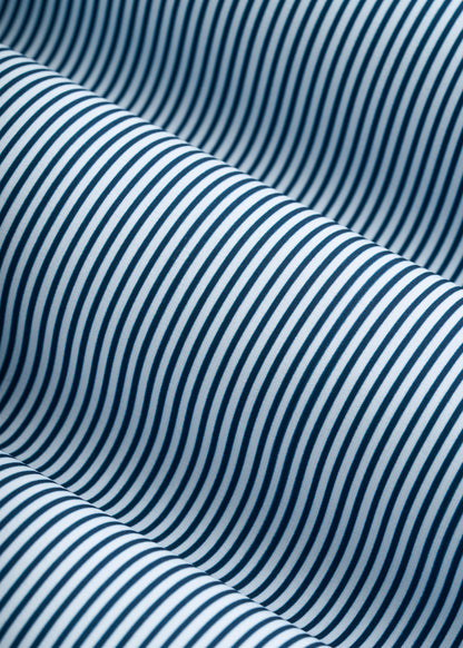 Traveler Stretch Dress Shirt for Tall Men in Royal Navy Stripe