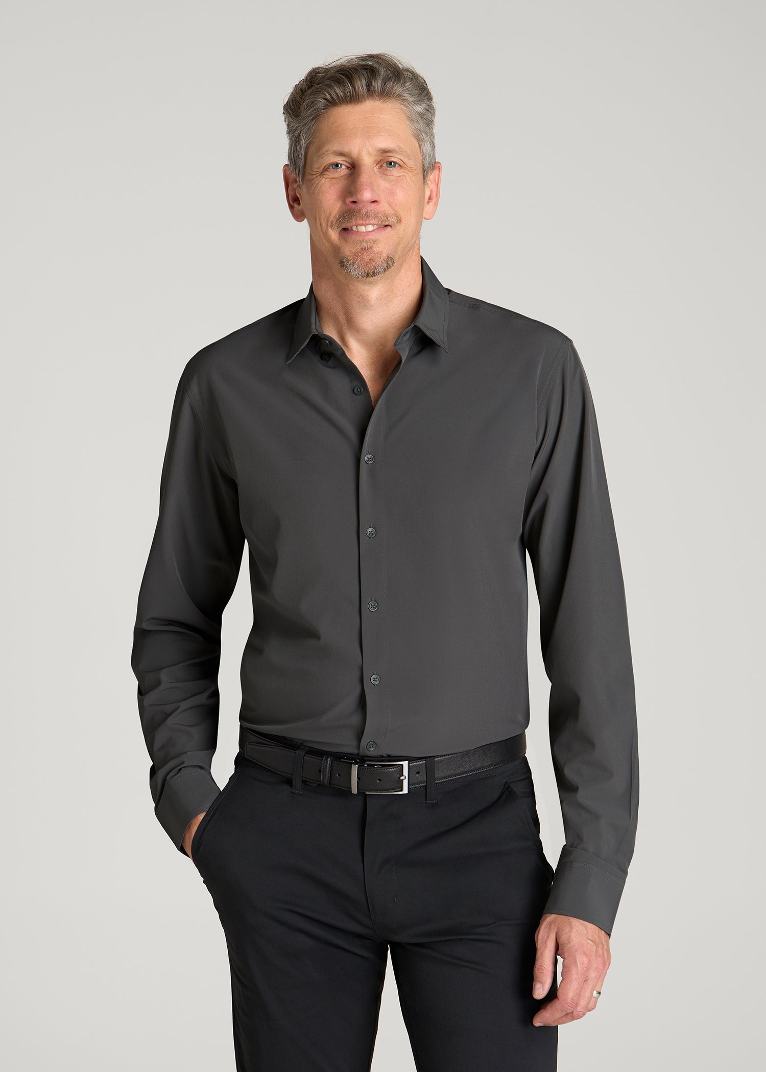 Traveler Stretch Dress Shirt for for Tall Men in Slate