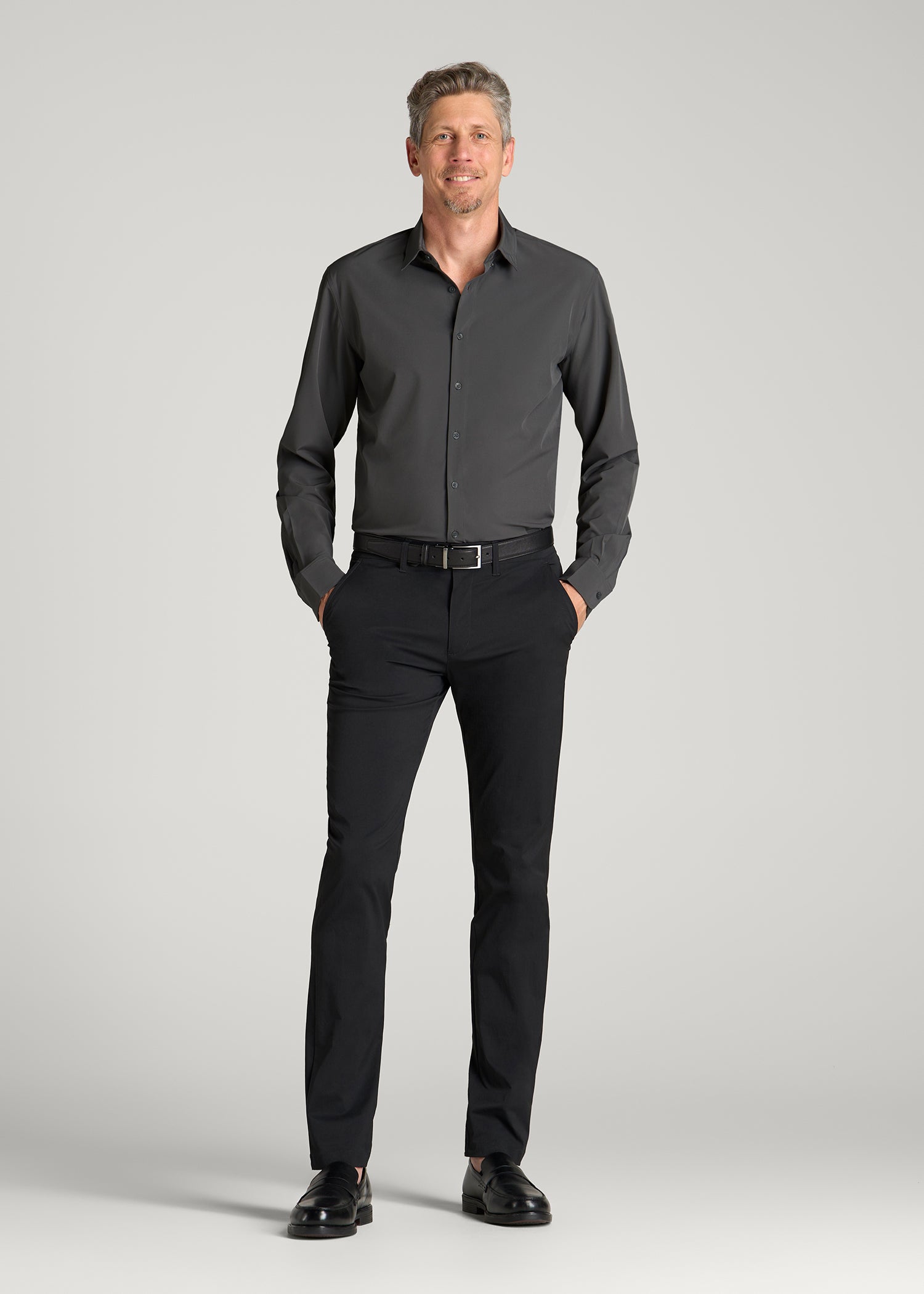 Traveler Stretch Dress Shirt for for Tall Men in Slate