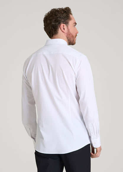 Traveler Stretch Dress Shirt for Tall Men in White