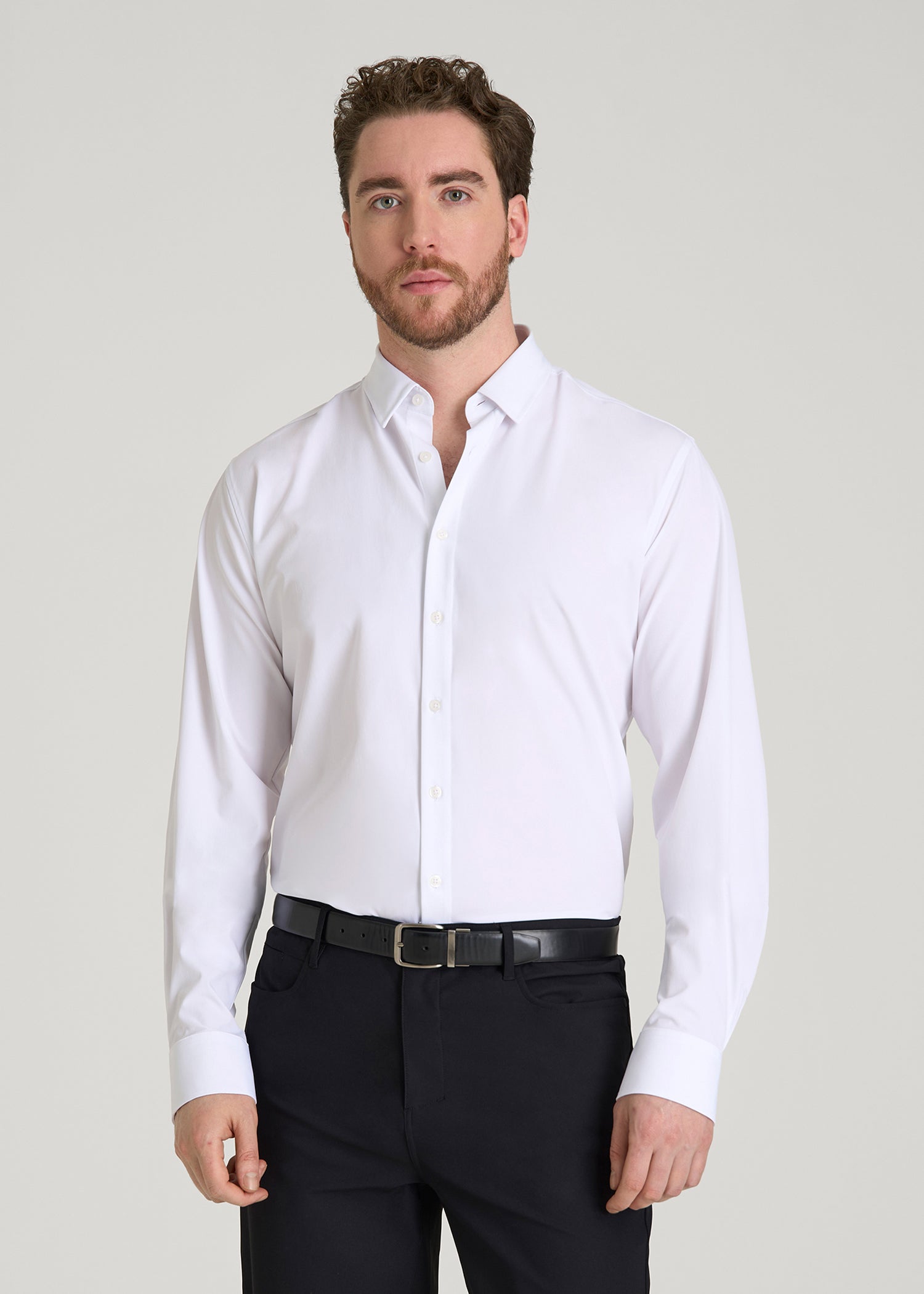 Traveler Stretch Dress Shirt for Tall Men in White