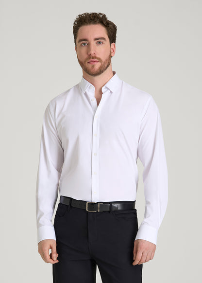 Traveler Stretch Dress Shirt for Tall Men in White