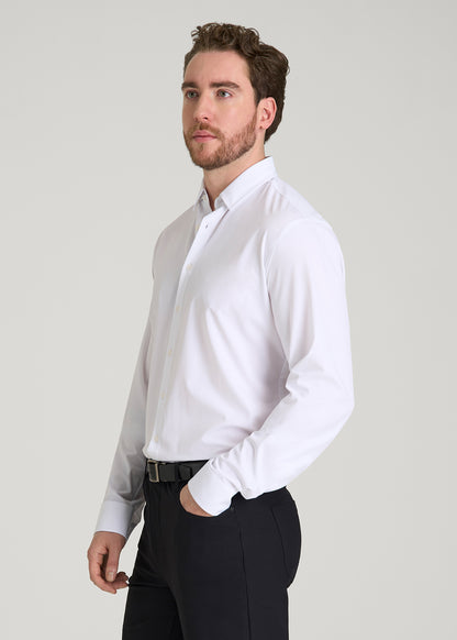 Traveler Stretch Dress Shirt for Tall Men in White