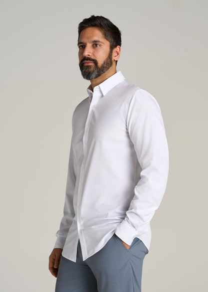 Traveler Stretch Dress Shirt for Tall Men in White
