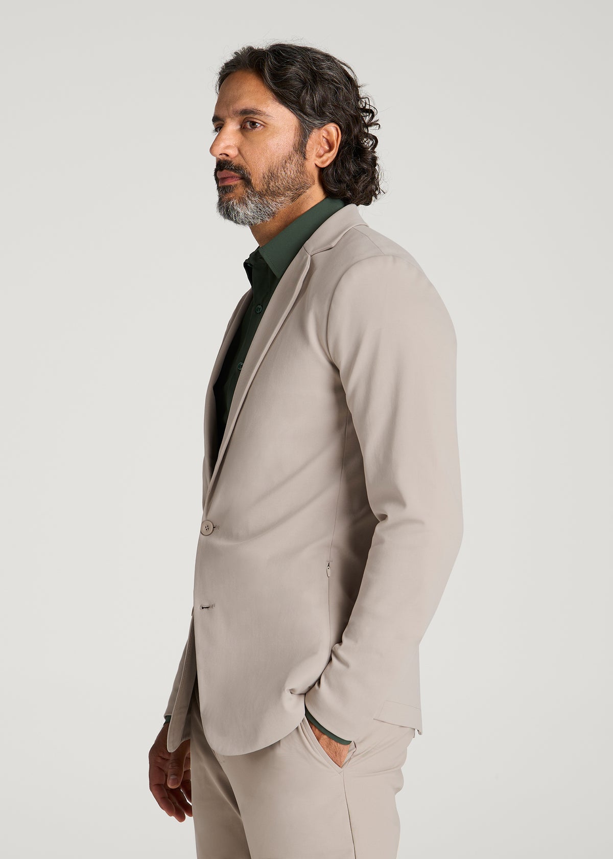 Traveler Twill Blazer for Tall Men in Simply Taupe