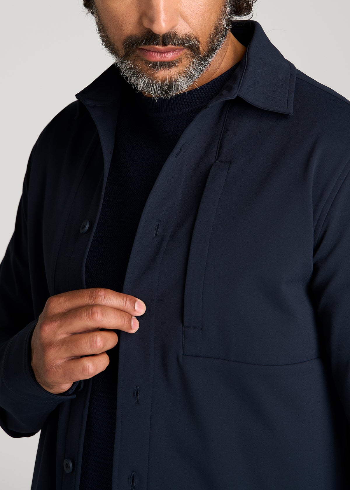 Traveler Twill Overshirt for Tall Men in Royal Navy
