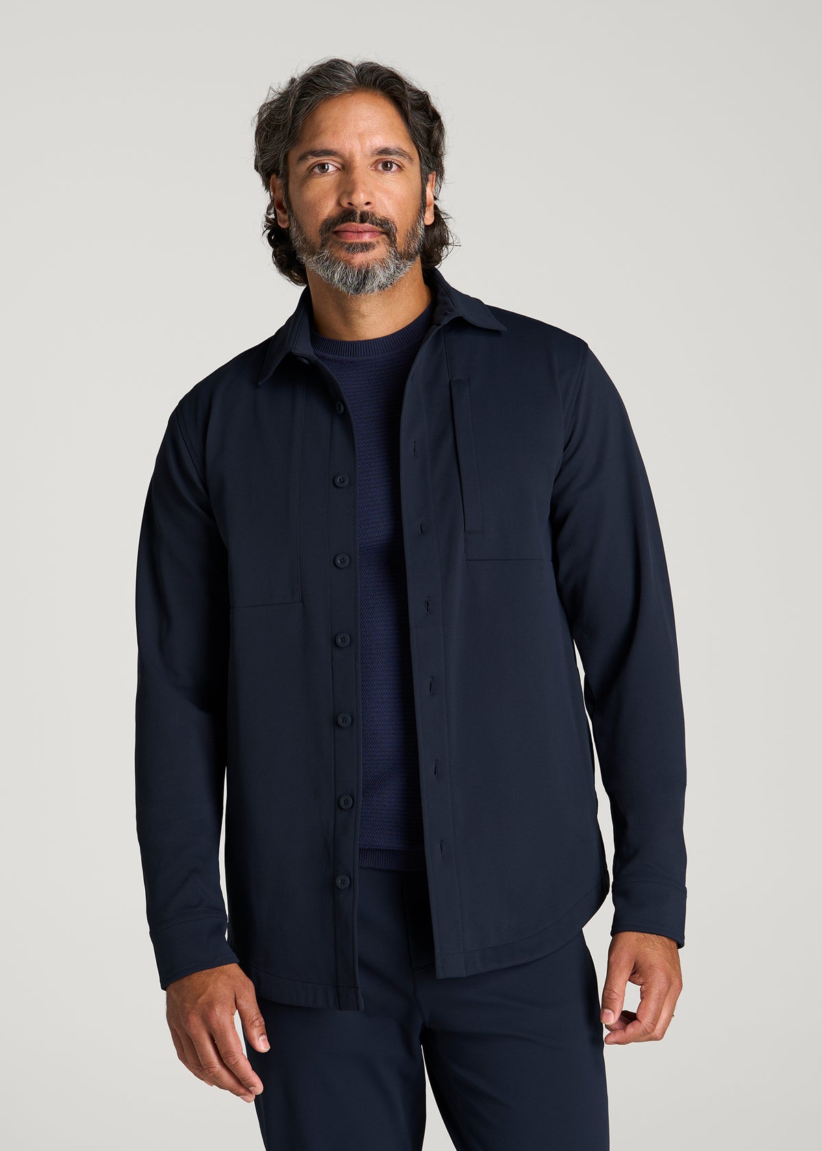 Traveler Twill Overshirt for Tall Men in Royal Navy