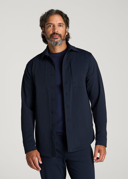 Traveler Twill Overshirt for Tall Men in Royal Navy