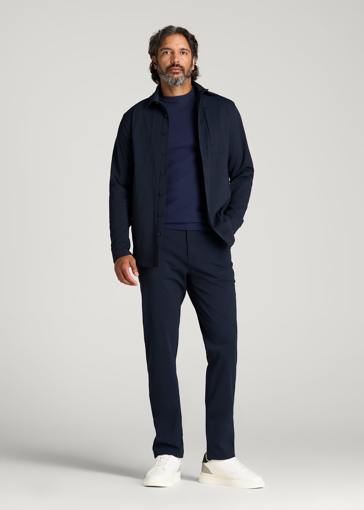 Traveler Twill Overshirt for Tall Men in Royal Navy