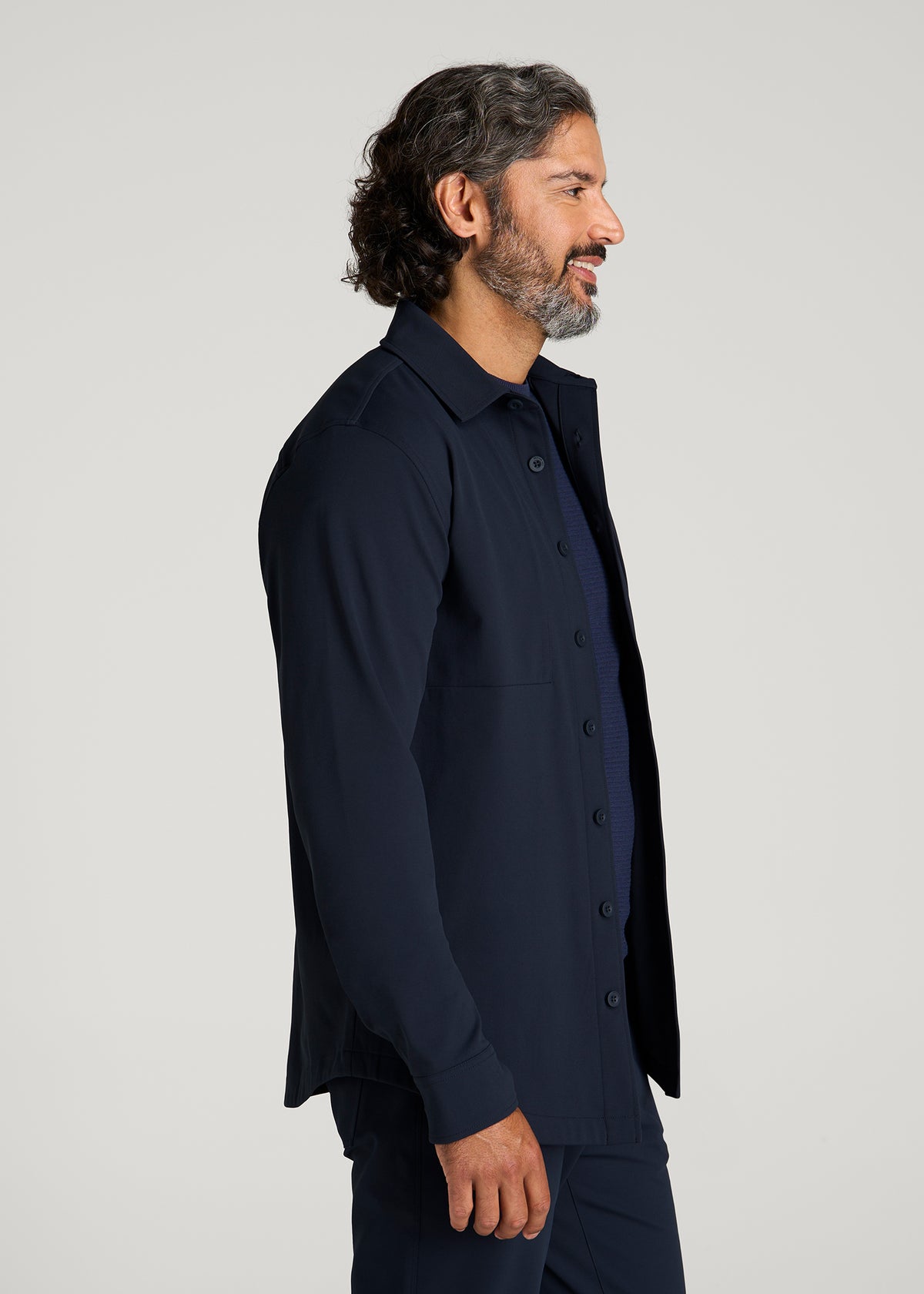 Traveler Twill Overshirt for Tall Men in Royal Navy