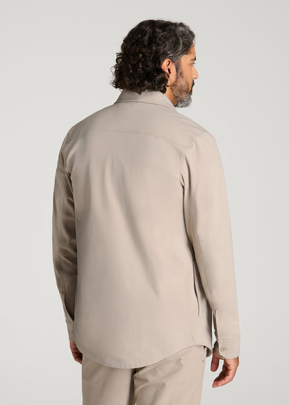 Traveler Twill Overshirt for Tall Men in Simply Taupe