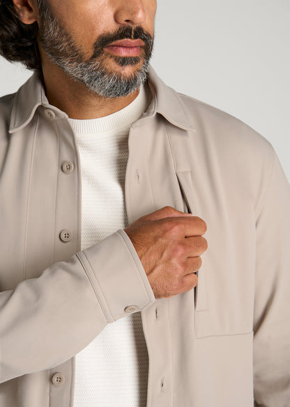 Traveler Twill Overshirt for Tall Men in Simply Taupe
