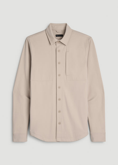 Traveler Twill Overshirt for Tall Men in Simply Taupe