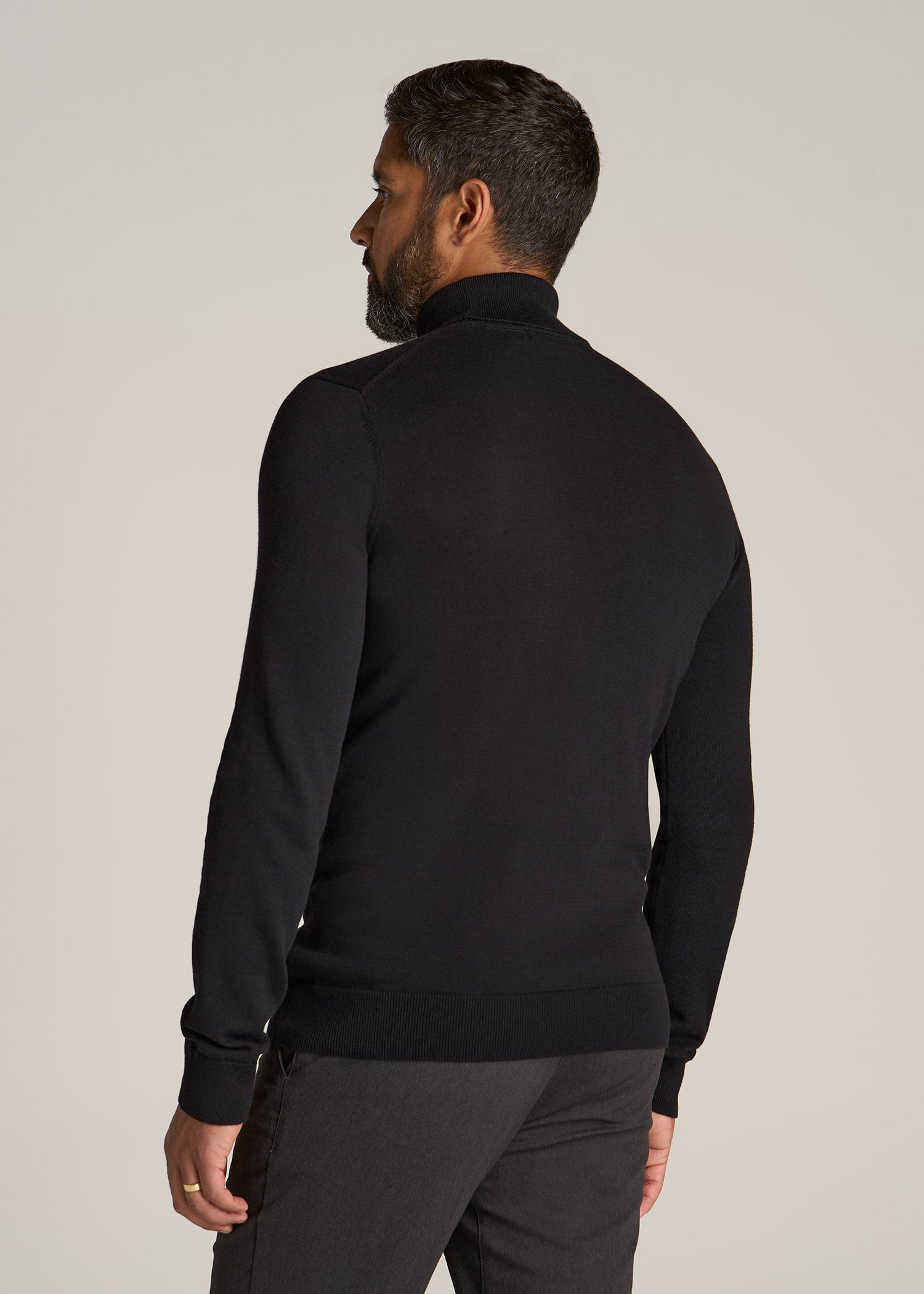 Turtleneck Sweater for Tall Men in Black