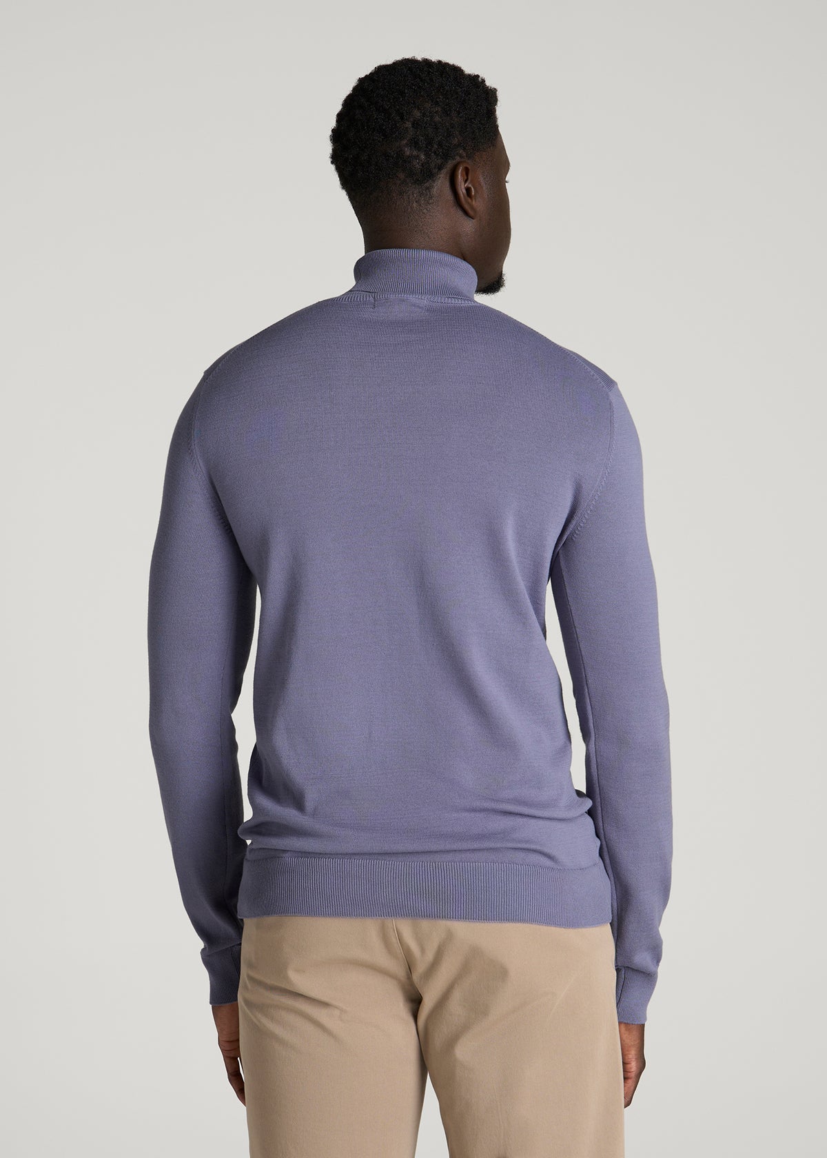 Turtleneck Sweater for Tall Men in Blue Granite