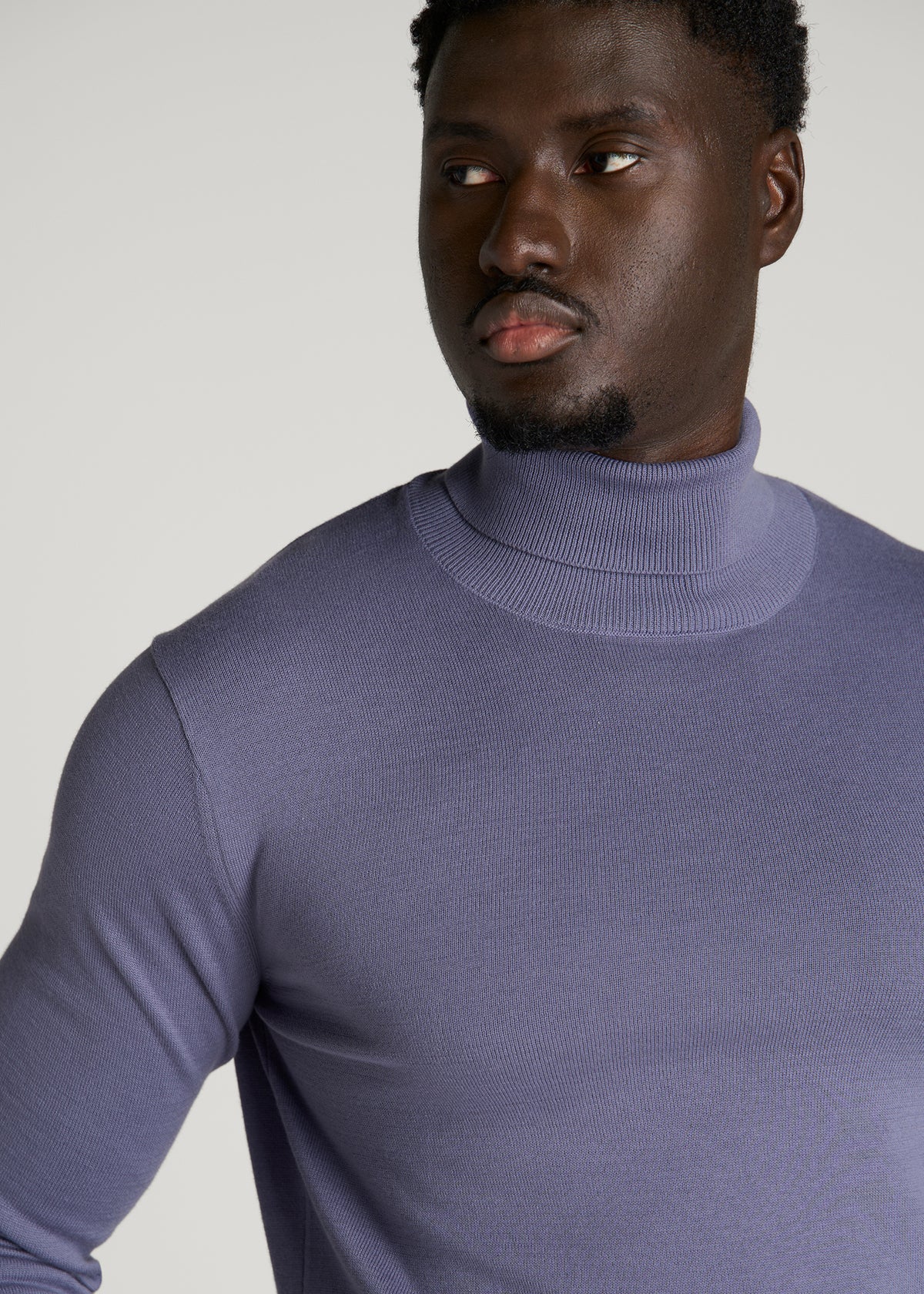 Turtleneck Sweater for Tall Men in Blue Granite