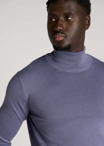 Turtleneck Sweater for Tall Men in Blue Granite
