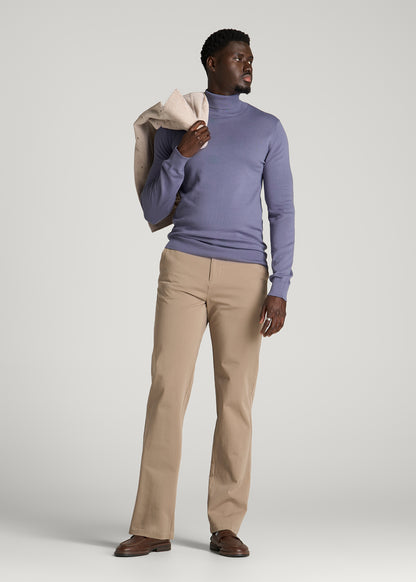 Turtleneck Sweater for Tall Men in Blue Granite