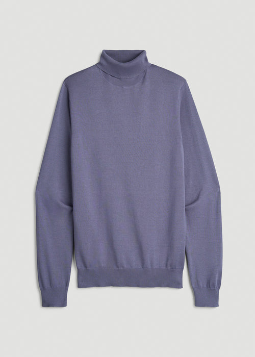 Turtleneck Sweater for Tall Men in Blue Granite