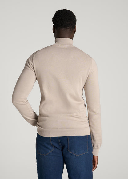 Turtleneck Sweater for Tall Men in Simply Taupe