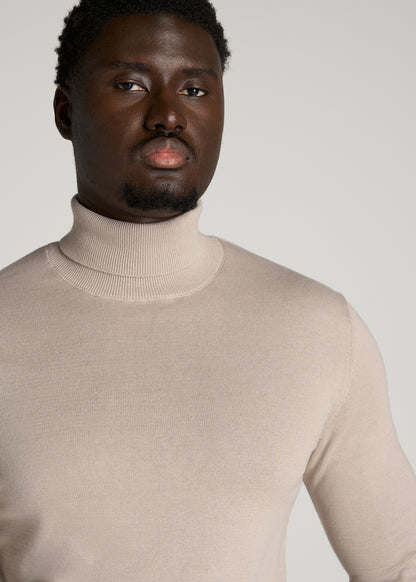 Turtleneck Sweater for Tall Men in Simply Taupe