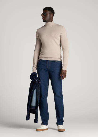 Turtleneck Sweater for Tall Men in Simply Taupe