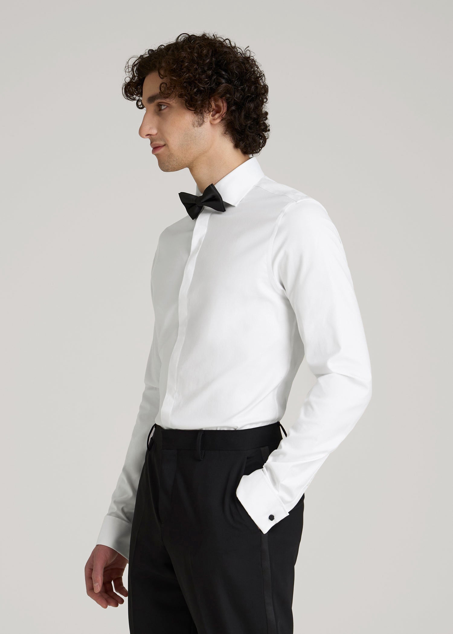 mens dress shirt with bow tie Billy Reid Silk Slub Bow Tie, Black
