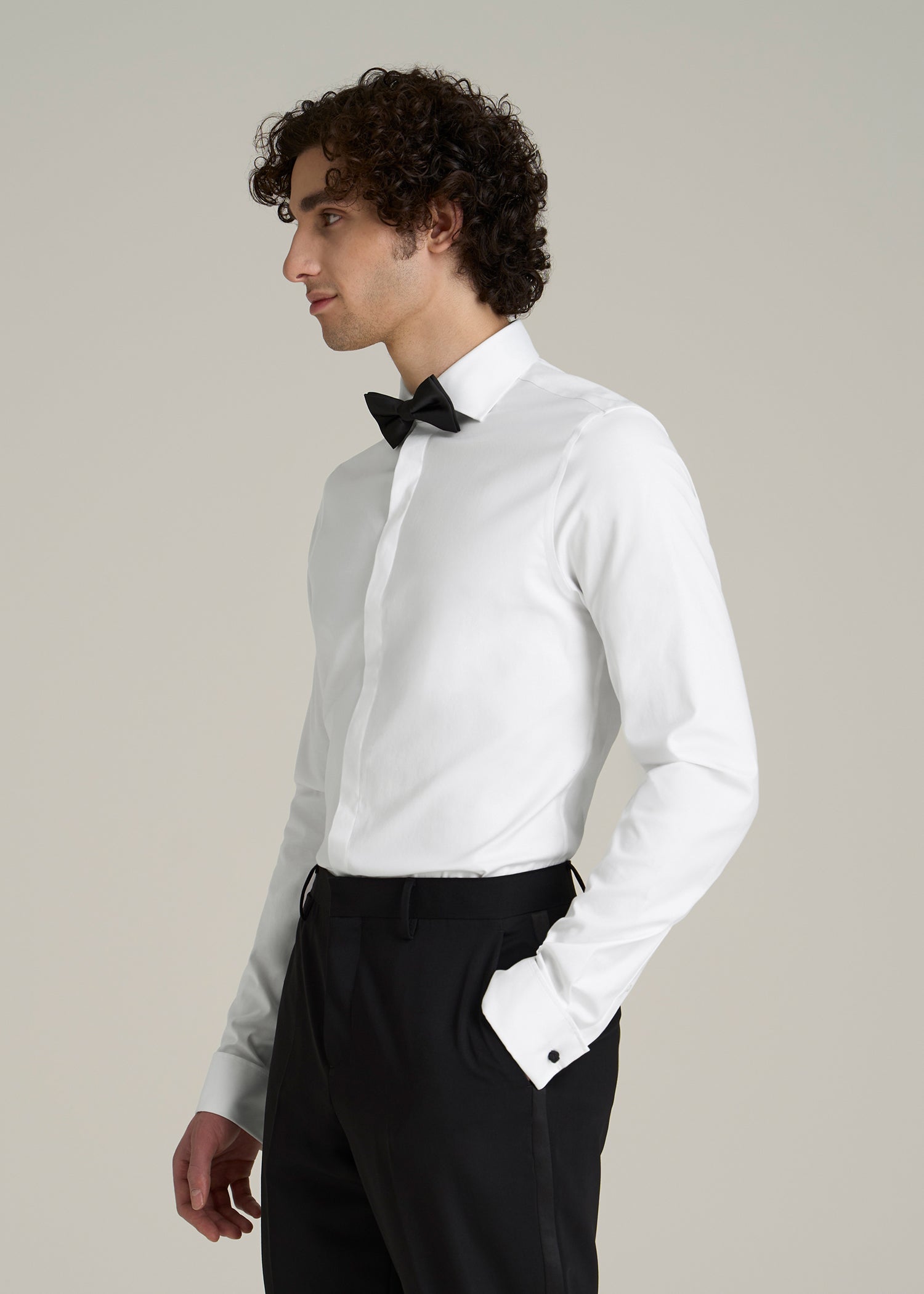Tuxedo Shirt for Tall Men in White