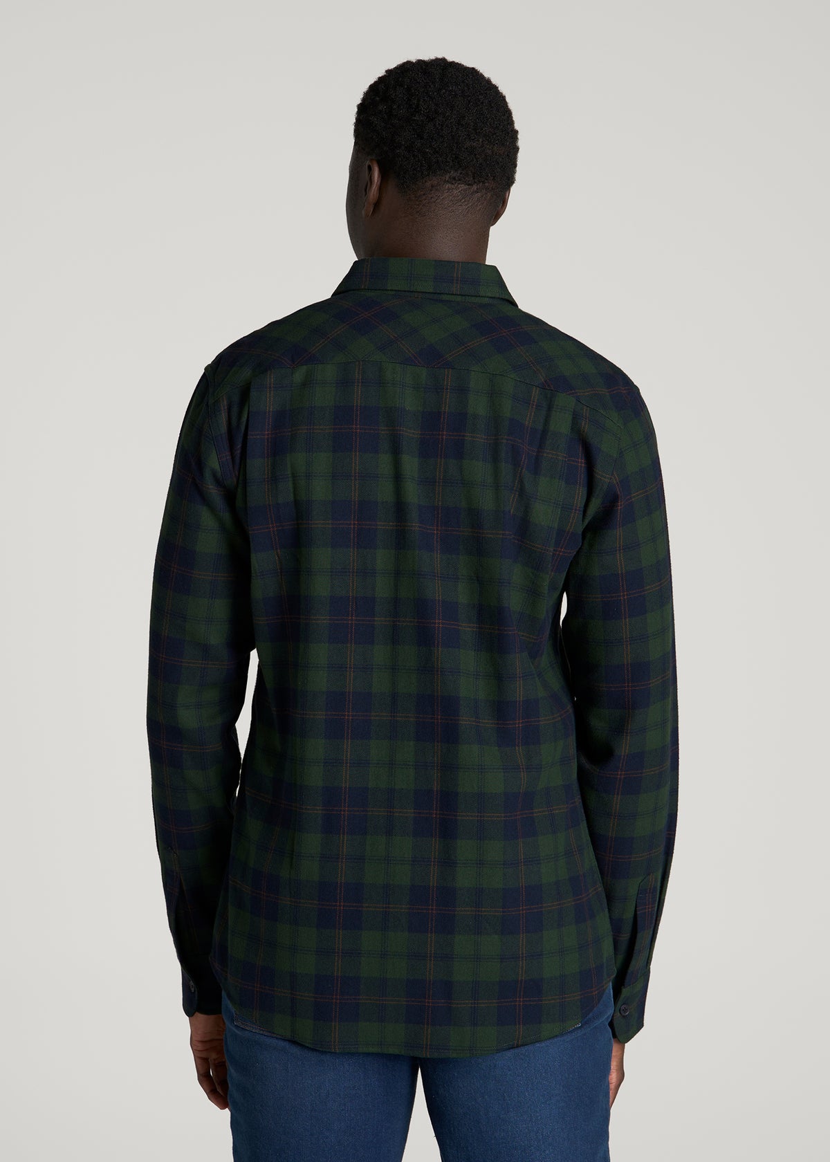 Twin Pocket Flannel Button Shirt for Tall Men in Boreal Forest Tartan