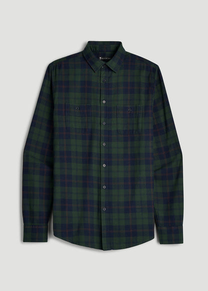 Twin Pocket Flannel Button Shirt for Tall Men in Boreal Forest Tartan