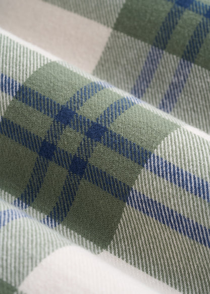 Twin Pocket Flannel Button Shirt for Tall Men in Dark Seagrass Plaid