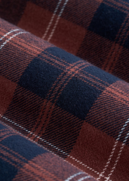 Twin Pocket Flannel Button Shirt for Tall Men in Marron Plaid