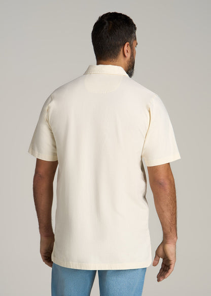 LJ&S Ultra Soft Short Sleeve Cotton Polo for Tall Men in Antique White