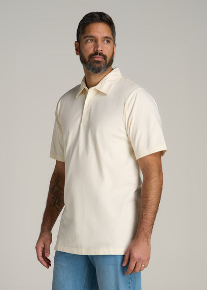 LJ&S Ultra Soft Short Sleeve Cotton Polo for Tall Men in Antique White