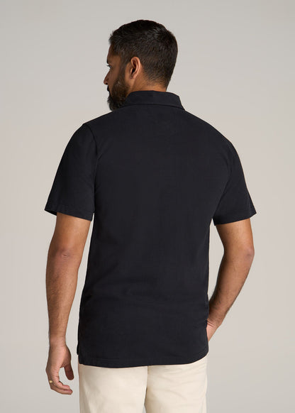 LJ&S Ultra Soft Short Sleeve Cotton Polo for Tall Men in Vintage Black